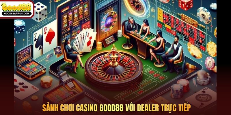 Sảnh chơi casino Good88 với dealer trực tiếp